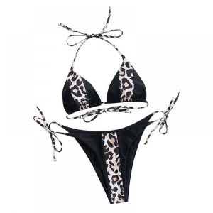 Bikini Léopard Imprimé Couleur Assortie Femmes Split Maillot De Bain Érotogène Triangle Licou Agréablement Cool(M) - Neuf