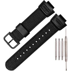 Kal-Bracelet De Montre De Rechange En Cuir Nylon Compatible Avec Casio 16 Mm Series Dw5900 5600 6900 Mcw100 Awgm100 Ga100 110 Gls-100 - Neuf