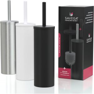 Brosse WC Silicone Noir-Brosse Toilettes WC avec Reservoir Acier Inoxydable et Couvercle Discret-Design Moderne et Hygiénique - Neuf