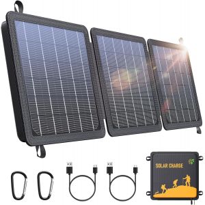 Cmjaagur-Panneau Solaire, Chargeur Solaire Portable 15w Sorties Usb-C/Usb Compatible Avec Téléphones, Efficacité De Conversion Élevée 24%, Étanche Ipx4 Pour Le Camping Et Les Activités Extér[M2470] - Neuf