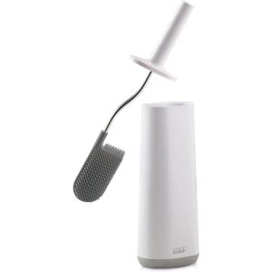 Flex - Brosse Toilette Wc - Balayette Souple Et Résistante + Support - Tête Flexible, Anti-Goutte, Anti-Bouchage, Blanc/Gris[APP8809028] - Neuf