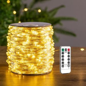 JGD-Guirlande Lumineuse LED de 20 m, &Eacute;tanche, Blanc Chaud, 200 LED avec T&eacute;l&eacute;commande pour Salon, Chambre, Jardin, Terrasse, Balcon, Mariage ou D&eacute;corations de No&euml;l - Neuf