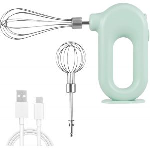 NouvelHorizonstore-mixeur, Batteur &agrave; Main Sans Fil, Mini Batteur &agrave; Main &eacute;lectrique Domestique USB Rechargeable Mini Batteur &agrave; OeufsBatteur &eacute;lectrique Avec 4 Modes De Vitesse(Vert) - Neuf