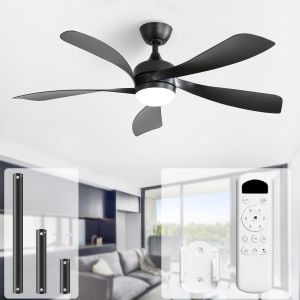 Ulteronixshop-Ventilateur Plafond avec Lumiere et Telecommande, 132 cm Dimmable Lampe Ventilateur Plafond LED, 6 Vitesses, DC Silencieux R&eacute;versibles, Minuterie, pour Chambre - Neuf