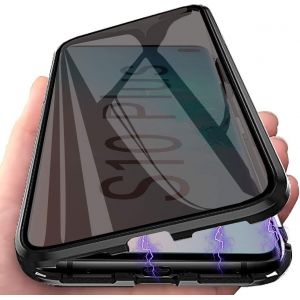 Coque Samsung Galaxy S10 Plus Anti-Espion Magnétique Flip 360° Verre Trempé Double Métal Antichoc Protection Intégrale Noir - Neuf