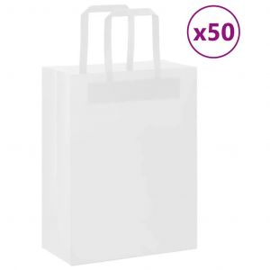 Sacs en papier 50 pcs avec poignées blanc 21x11x28 cm - Neuf