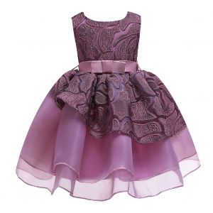 Robe De Princesse Trapeze Sans Manches En Dentelle Avec Noud Papillon Pour Petite Fille (120) - Neuf
