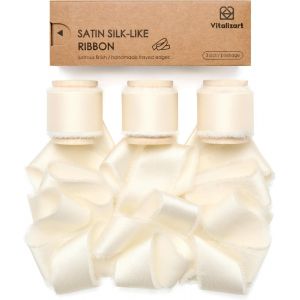 Ruban de Satin &iquest;&iquest; Franges Cr&iquest;&iquest;me 2.5 cm x 13.7 m, Ruban Tissu Fait Main pour Emballage Cadeau, Bouquets de Mariage, D&iquest;&iquest;corations de F&iquest;&ordm;te - Neuf