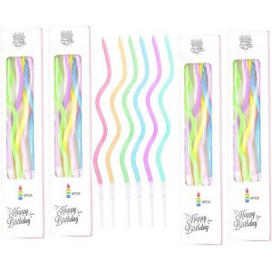 ERYI-Bougies,24 Pièces Bougies De Gâteau En Spirale,Bougies D'Anniversaire Torsadées,Longue Chandelle Pour Anniversaire,Bougies De Cupcake Décoration De Fête De Mariage(Multicolores) - Neuf
