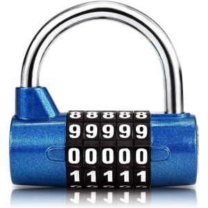 Cadenas à combinaison à 5 chiffres, cadenas de salle de sport, cadenas à combinaison réinitialisable, pour casier d'école, de salle de sport, de sport, étui, boîte à outils, clôture - Neuf