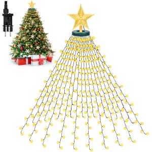 Guirlande Lumineuse Sapin Noël Avec Anneau Et Étoile - 400 Led 2mx16 Brins - Lumières Intérieur Et Extérieur Étanche Pour Fête Festival Soirée - Neuf