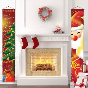 Ext&eacute;rieure, D&eacute;coration De No&euml;l Banni&egrave;re - La Chaude Lumi&egrave;re De L'arbre De No&euml;l, No&euml;l Signe, Banni&egrave;re De No&euml;l, No&euml;l, D&eacute;coration De Porte - Neuf