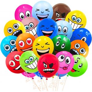 MEVRONISSHOP-Ballons Anniversaire Emotic&ocirc;ne Ballons Gonflables Multicolores pour Garcon Fille Ballon en Latex S&eacute;rie &Eacute;motion 100 Pi&egrave;ces Deco Amusant Smiley Ballon pour F&ecirc;tes D'anniversaire Mariage D&eacute;c - Neuf