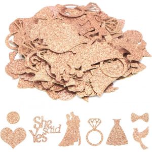 Confettis de mariage, 15 g or rose « She Said Yes » - Confettis à paillettes pour table de dîner, décoration de table de mariage, fête de fiançailles, Saint - Valentin - Y7HLZX - Neuf