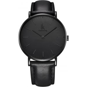 Eryi-Ik Slim Ø36mm Montre Hommes Femmes Ultra-Mince Bracelet Cuir - Neuf