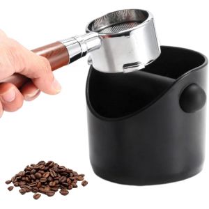 KALANKA-Knock Box Noir Boite à Café Espresso Knock Boxs Réutilisable Coffee knock box Poubelle à Expresso Pot Bac à Marc de Café avec Barre de Frappe Amovible pour Coffee Machine (10x10x11cm) - Neuf
