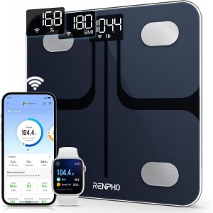 Balance Connectée Balance Pèse-Personne Wi-Fi Pour Mesurer La Graisse Corporelle, Balance De Composition Corporelle Avec Application Pour Smartphone, Technologie Step-On, Noir, Elis 1 - Neuf