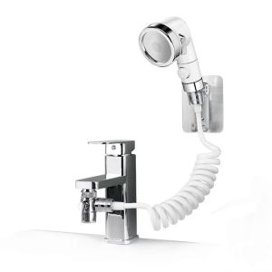 Nouveau,ensemble de pomme de douche d'évier approprié,douchette de salle de bain,douchette d'évier,tuyau télescopique de 2 m,parfait pour se laver les cheveux ou nettoyer l'évier (blanc) - Neuf