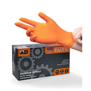 Nouvelhorizonstore-Pacific 8-Mil Gants Jetables En Nitrile Orange, Heavy-Duty, Industriel, M&eacute;canique, Texture Diamant, Sans Latex, Sans Poudre, En 374, Xl/10 - Neuf