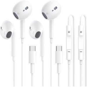 KALANKA-2 Pack &Eacute;couteurs USB C pour iPhone 16 avec C&acirc;ble de Type C, R&eacute;duction du Bruit, Microphone et Contr&ocirc;le du Volume pour iPhone 16 15 Pro Max, Samsung Galaxy S25 S24 S23 - Neuf