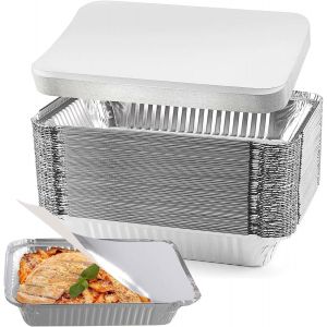 Ulteronixshop-G&eacute;n&eacute;rique Barquette Aluminium Avec Couvercle,Barquette Alimentaire 20 Pi&egrave;ces 2250ml Barquettes Barbecue Plateaux Parfait Pour La Cuisson Grillage Cuisine Restauration Plat Aluminium - Neuf