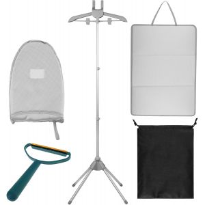 MEVRONISSHOP-Support vapeur Steamer pour cintres, pliable, avec coussin de repassage et gants, support &agrave; vapeur rotatif &agrave; 360&deg;, longueur r&eacute;glable de 84 &agrave; 160 cm, s&eacute;choir portable pour v&ecirc;tements - Neuf