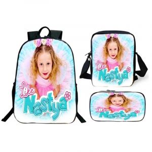 Lot de 3 sacs à dos imprimes «Nastya», cartable, trousse, cartable - Neuf