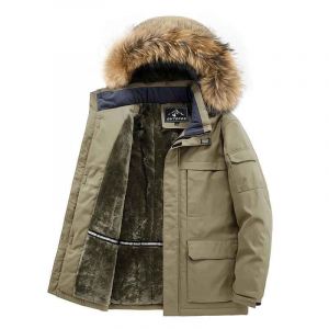 Parka À Capuche Avec Col En Fourrure Pour Homme,Veste D'extérieur,Manteau Décontracté,Veste D'optique Chaude,Doublé De Sourire,Manteau Épais,Automne Et Hiver - Neuf