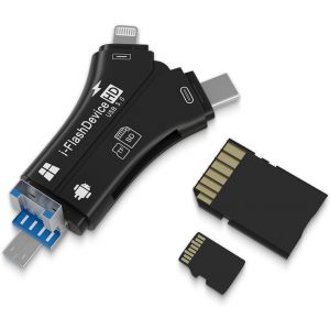 USB3.0 iPhone SD Card Reader Trail Camera Viewer Up to 100MB/S Read,Portable Memory Card Reader for Hunting Season Support SD/TF for iPhone/Android/Mac/Camera (Black) - Neuf