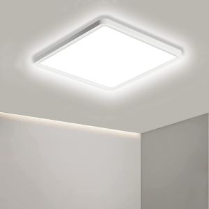 KAL-Plafonnier Led, Plafonnier Salle De Bain 18W 1620Lm 6500K, Lampe Led Chambre, Luminaire Blanche Ip44, Plafonnier Carré De 23Cm Pour Chambre À Coucher Salle De Bain Salon Cuisine Bureau (1Pc) - Neuf
