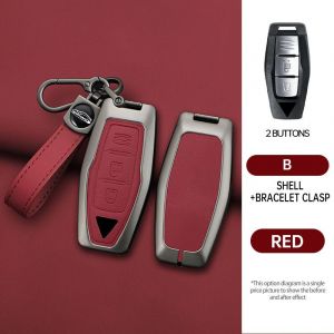 Étui pour clé de voiture en alliage de Zinc et cuir,coque Fob pour Mitsubishi Outlander 2022 2023 2024 2025,accessoires d'intérieur de voiture de contrôle - Type Rope red 2 - Neuf