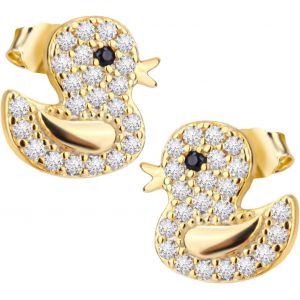 Kal-Boucle D'oreilles Canard Jaune, Argent Sterling 925 Boucles D'oreilles En Forme De Canard &Eacute;l&eacute;gantes Cadeaux De Bijoux En Forme D'animaux Pour Femme Oreille Sensible - Neuf