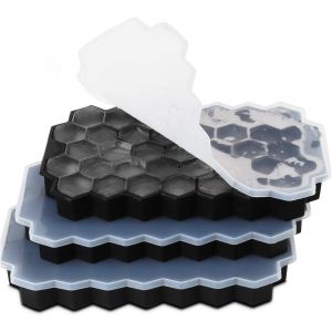 Moule À Glaçons En Silicone, Lot De 3, 37 Compartiments Avec Couvercle, Bac À Glaçons, Bac À Glaçons Sans Bpa, Pour Bière, Cocktails, Whisky - Neuf