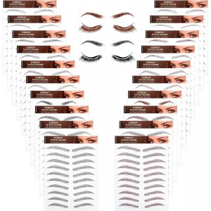Lot De 20 Feuilles D'autocollants 6d Pour Sourcils - Tatouage Pour Sourcils - Imperm&eacute;ables - Pochoirs De Moulage Pour Arcade Sourcili&egrave;re - Autocollants De Transfert De Sourcils - Pour Filles Et Femmes - Neuf
