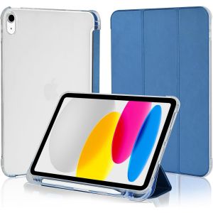 Tepp-Coque Pour Ipad A16 11ème Génération 11 Pouces 2025/Ipad 10ème Génération 10,9"" 2022 Avec Porte-Stylet, Housse Étui De Protection Mince Léger Coque Arrière En Tpu Translucide, Bleu Foncé - Neuf