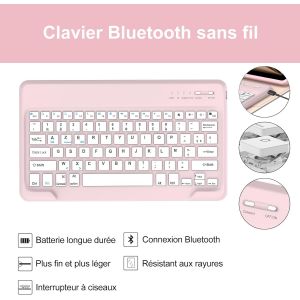 Coque Clavier Pour Ipad Air 13 Pouces M3/M2 2025/2024,Azerty Français Clavier Magnétique Détachable Bluetooth Pour Ipad Air 13"" M2/M3 2024/2025, Rose - Neuf