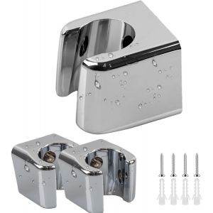 2 Support Pommeau de Douche, Angle R&eacute;glable, Utilisation Universelle, Adapt&eacute;s aux Douchettes &agrave; main, Rev&ecirc;tement ABS Chrom&eacute; r&eacute;sistant &agrave; l'humidit&eacute; et &agrave; la Chaleur. - Neuf