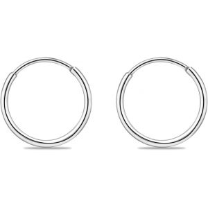 Boucles D'oreilles Créoles Argent Femme 8 Mm Délicat Boucle D'oreille Creole Argent Pour Cartilage Hautement Polies Anneau Oreille Boucle Doreille Acier Inoxydable Femme Homme Argent - Neuf