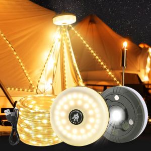 KAL-Guirlande Lumineuse De Camping 8 En 1, 100 Led, 10 M, Portable, Avec 8 Modes, 2000 Mah, Rechargeable, Étanche, Pour Tentes, Cour, Noël, Festival - Neuf