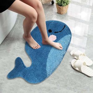 Tapis De Bain 47cm X 63cm Animaux De La Mer, Salle De Bains Tapis Mignon De L'été Requins Modèle Pour La Chambre À Coucher Absorbant En Microfibre Ultra Doux Et Antidérapant Drôle De Tortue Baleine Dinosaure Motif (D) - Neuf