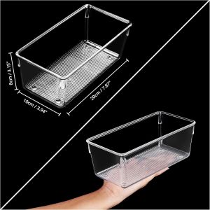 Tianyi-Lot De 4 Bac Rangement Frigo Et Placard - Boite Rangement Refrigérateur 20 Cm Sans Bpa - Bac En Plastique Transparent Pour Organiser Salles De Bains, Congélateur, Placard Et Tiroir - Neuf