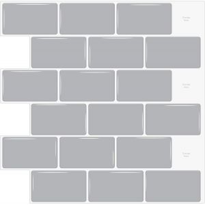 Sjzg-10 Pcs Gris Sticker Carrelage Adhesif Mural 3d Cuisine Salle De Bain (30.5x 30.5cm) - Neuf