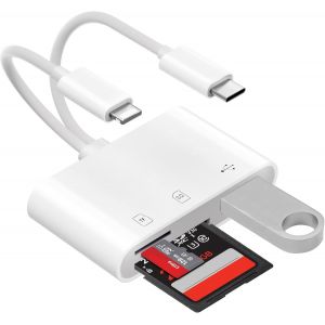 Lecteur de carte SD pour iPhone,lecteur de carte micro SD USB C 3 en 2,adaptateur micro SD vers type C,lecteur de carte mémoire avec fente pour carte SD/TF,lecteur de carte SD pour iPad - Neuf