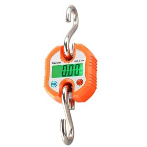 Balance de pêche électronique à suspendre, 150 kg, avec écran LCD et 2 crochets amovibles, pour valises, pêche et chasse (orange) - Neuf