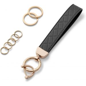 KAL-Porte-Clés Femme Porte-Clés Voiture Cuir Noir - Neuf