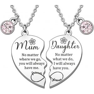 1 Collier C?ur Mère Et Fille,Pendentif Coeur Gravé,Colliers Maman De Fille Avec,Pendentifs C?ur Gravés Maman,Collier De Bijoux Mère Fille,Pour Cadeaux De Bijoux Maman - Neuf