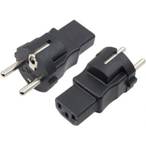 JGD-Adaptateur Schuko m&acirc;le &agrave; IEC C13, IEC320 C13 Femelle &agrave; m&acirc;le europ&eacute;en CEE 7/7 m&acirc;le Adaptateur pour Ordinateur Portable ou C13 c&acirc;ble appareils - Noir (2 Pack) - Neuf