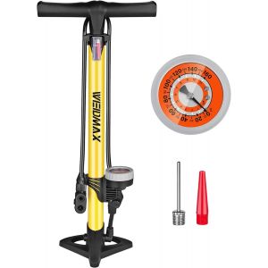 Pompe &Agrave; V&eacute;lo Weidmax, Pompe &Agrave; Pied De V&eacute;lo Ergonomique, Gonfleur De Pneu De V&eacute;lo, Pompe Portable Avec Manom&egrave;tre Intelli Et T&ecirc;te De Valve - Neuf