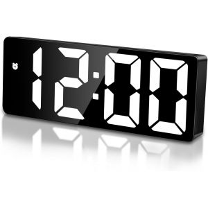 KALANKA-Réveil Numérique LED, Reveil Matin Numerique avec Temps Date Température Somnoler Luminosité réglable Horloge Digitale Enfant pour Maison Bureau Voyage, Blanc - Neuf