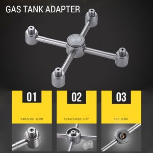 Adaptateur De Recharge De Gaz Adaptateur De Gaz En Alliage D'aluminium Conception D'interface Un à Cinq Essentielle Pour CuisinièRe Et Lampe D'extéRieur Portable Et Efficace SûR Et Fiable - Neuf